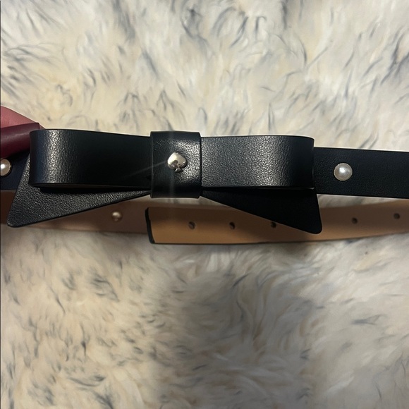 Black and Tan Bow Belt with Pearl Accents - Picture 2 of 5